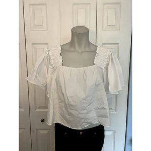 Zara White Short Sleeve Blouse Size Medium